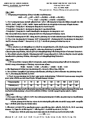 Đề thi chọn đội tuyển học sinh giỏi tỉnh năm học 2016 2017 môn thi Hóa Học